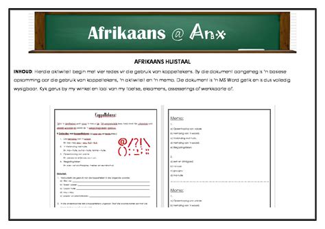 Afrikaans Huistaal Graad 5 Skryftekens Koppeltekens • Teacha