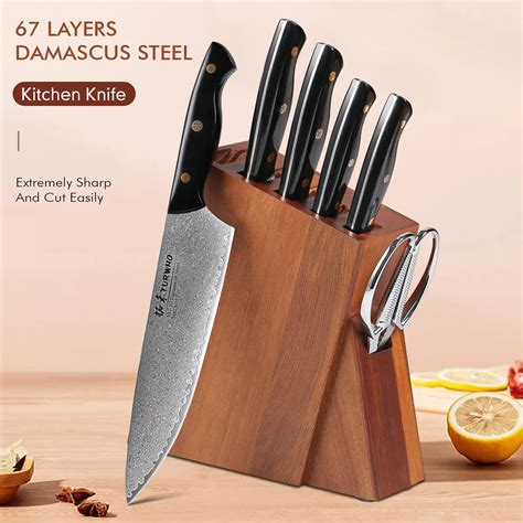 TURWHO 1 7PCS Kitchen Knives Set Japanese Damascus Knife Kitchen