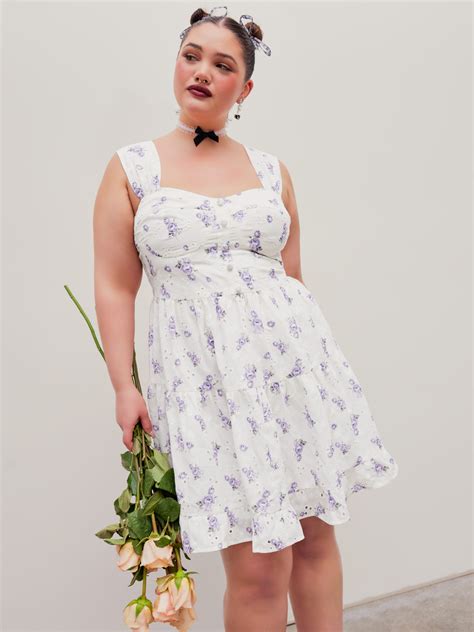 Curve And Plus Suqare Neck Floral Mini Dress Cider