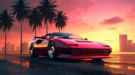 Sports Car Sunset Palm Trees 4K 7181l Wallpaper PC Desktop