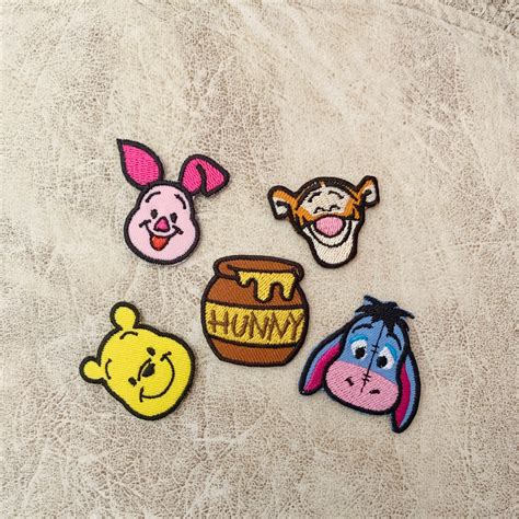 Set 5 Pc Winnie The Pooh Patches Iron On Pooh Iron On Patches Etsy