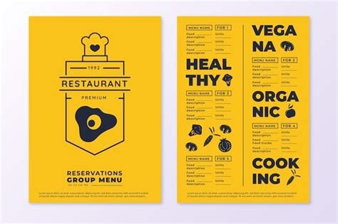 Free Vector Organic Vegan Restaurant Menu Template