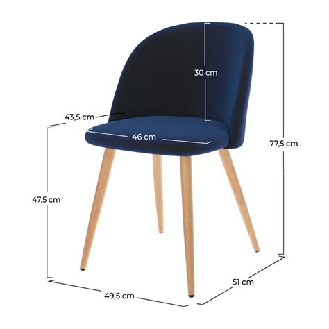 Rendez vous déco Chaise Cozy en velours bleu foncé lot de 2 Veepee