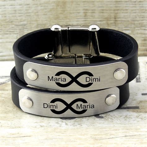 Couples Bracelets Personalized Leather Bracelet Custom Etsy