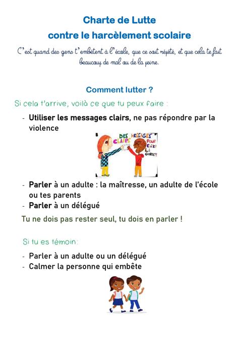 Charte de lutte contre le harcèlement L école primaire Jean Scherer