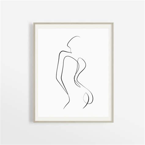Abstract Woman Line Art Minimalist Nude Body Drawing Female Etsy
