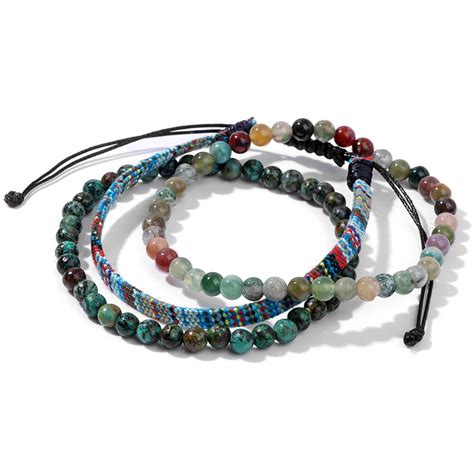 African Turquoise Indian Agate Bracelet Set • The Green Crystal