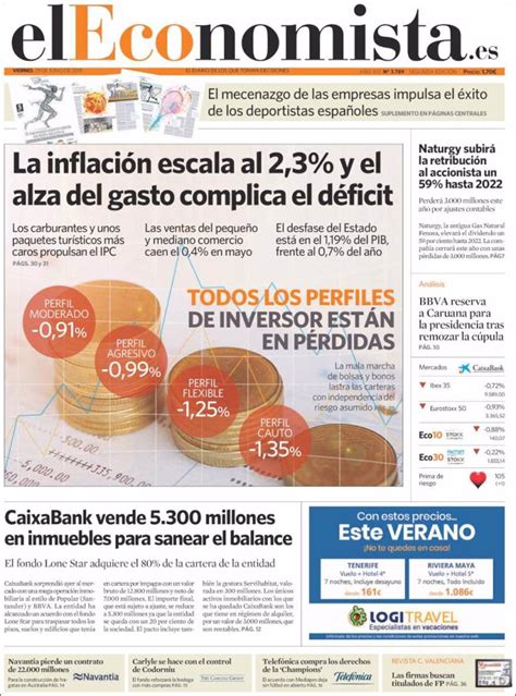 Las portadas de los periódicos económicos de hoy viernes 29 de junio