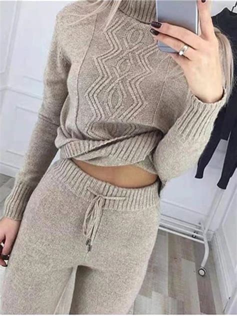 Winter Women Sweater Suit And Sets Knit Pants 2pcs Tracksuit Autumn