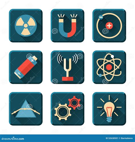 Physics Icons In Flat Design Style Stock Vector Image 52638501