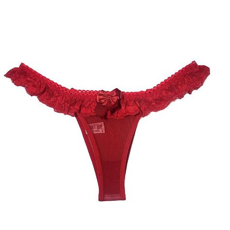Calcinha Fio Dental Tule Laço Vermelho Eross Afrodite Lust of Love Sex Shop Online