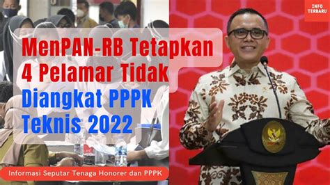 Menpan Rb Tetapkan Pelamar Tidak Diangkat Pppk Teknis Youtube