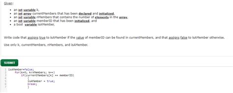 Solved Given An Int Variable K An Int Array Chegg