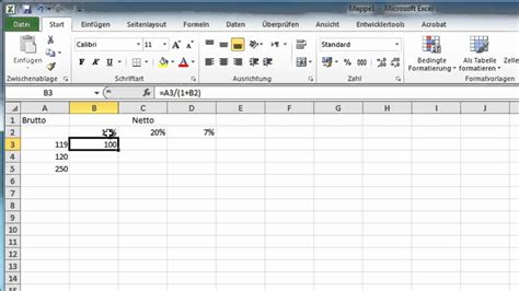 Excel 2010 Brutto Netto Rechnungen durchführen YouTube