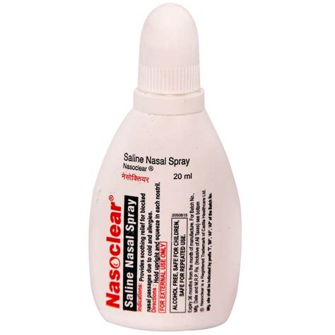 Nasoclear Saline Nasal Spray 20 Ml Price Uses Side Effects