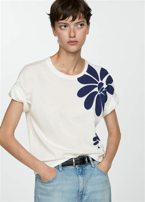 Printed Cotton Blend T Shirt Women Mango Usa