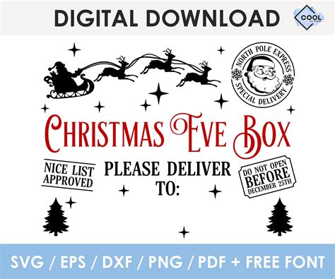 Christmas Eve Box Svg Editable Christmas Eve Crate Svg Diy Etsy