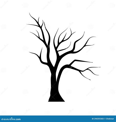 Bare Tree Silhouette Icon Black Icon Of A Leafless Tree Concept Of