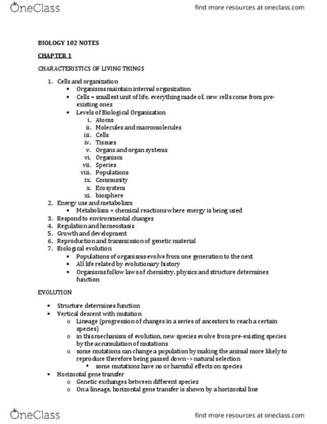 BIOL 102 Study Guide Fall 2014 Midterm Systems Biology