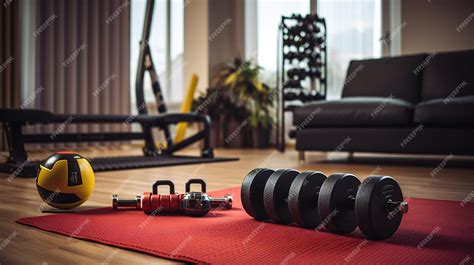 Premium Photo | Home gym and exercising indoor concept