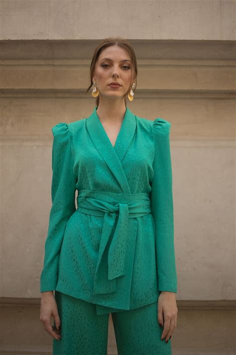 Traje De Chaqueta Samantha Jacquard Verde Trajes De Chaqueta Mujer