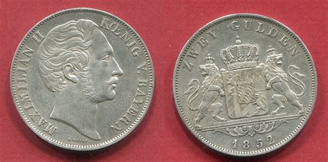 Bayern Bavaria Gulden Silber Maximilian Ii Joseph Usa