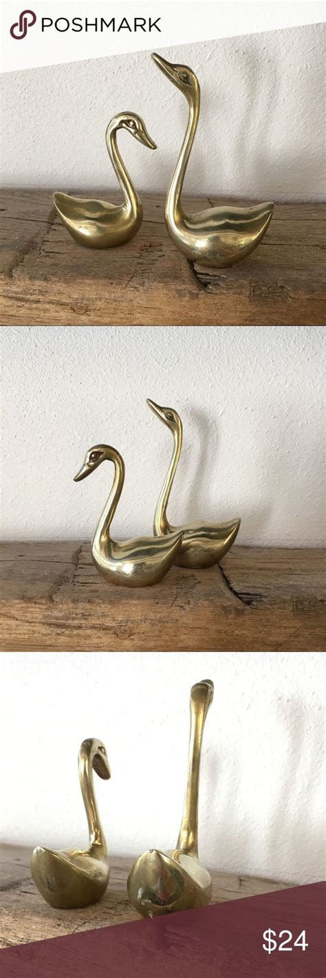 Vintage Brass Pair Of Swans Vintage Brass Mid Century Modern Decor