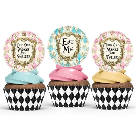 Three Cupcakes With Different Colored Frosting And Designs On Them One