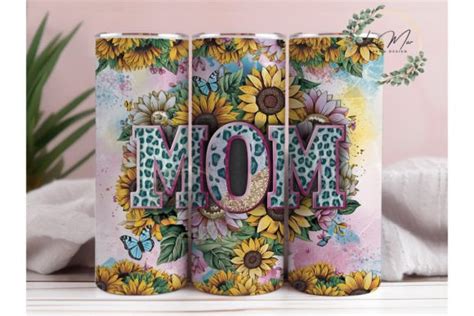 Mom Pink Sunflowers Leopard Tumbler Wrap Graphic By Lauriemar Cx