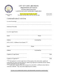 City Of Flint Michigan Land Division And Combination Application