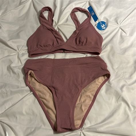 Cupshe Swim Retro Field Day Banded Bralette And High Waist Bikini