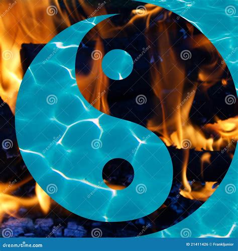 Wasser Und Flammen In Einem Yin Und In Einem Yang Stockfoto Bild Von