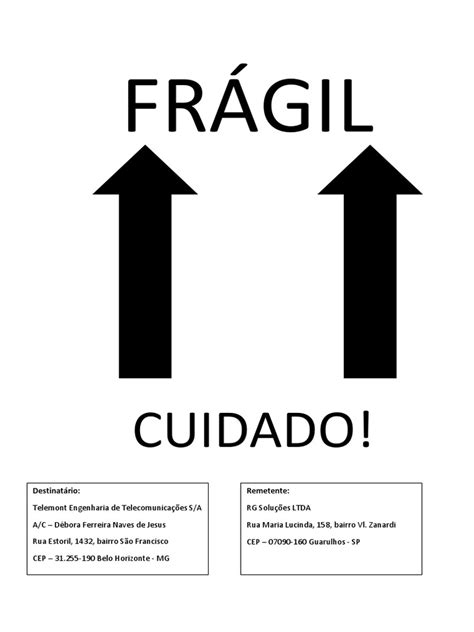Como Se Escreve Frágil - Etiqueta Frágil para Impressão | PDF