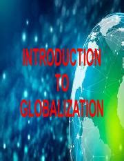 Lecture Cw Pdf Introduction To Globalization Learning Objectives