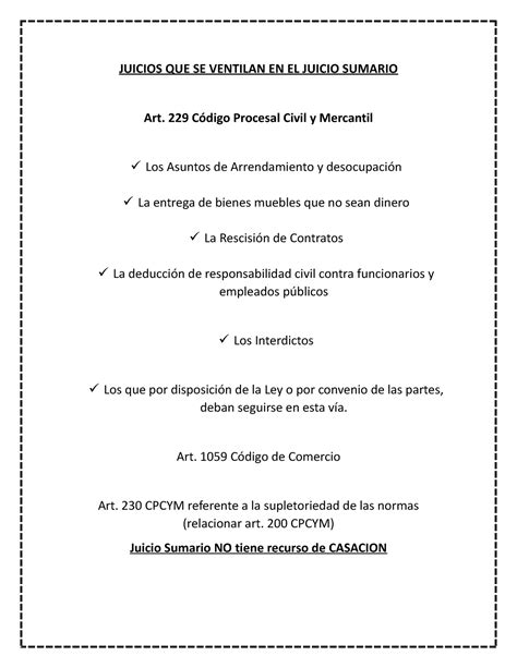 Juicios Esquemas Juicios Que Se Ventilan En El Juicio Sumario Art