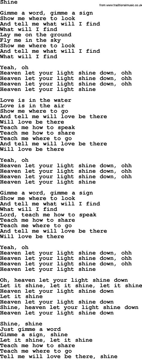 Dolly Parton Song Shine Lyrics