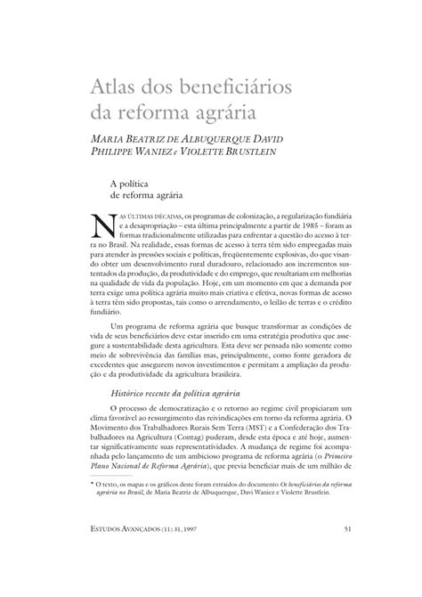 Pdf Atlas Dos Benefici Rios Da Reforma Agr Ria