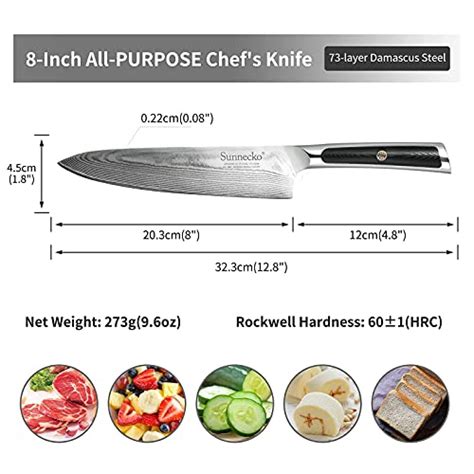 Sunnecko Damascus 8 Inch Chef Knife Professional Kitchen Knife Of