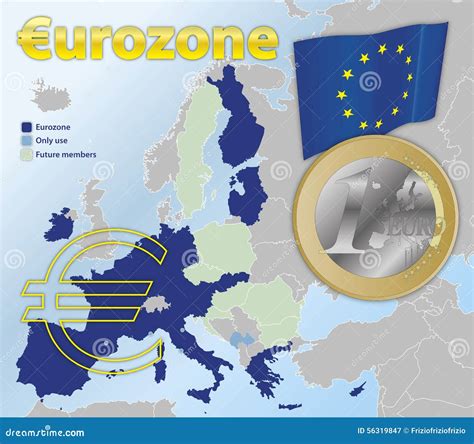 Euro waluty strefy mapa ilustracji Ilustracja złożonej z bankowy