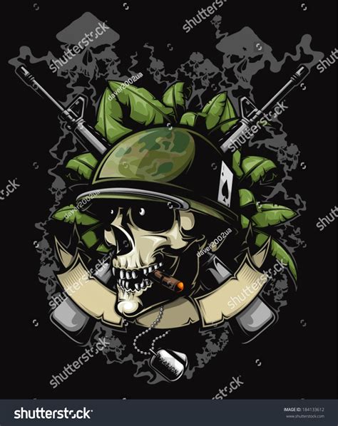 Soldier Skull With Helmet Stock Vector Illustration 184133612 ...