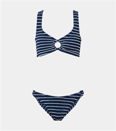 Hunza G Hallie Striped Ring Detail Bikini Hunza G