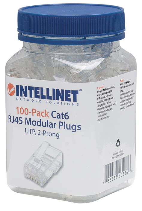 Intellinet 100 Pack Cat6 Rj45 Modular Plugs 502344