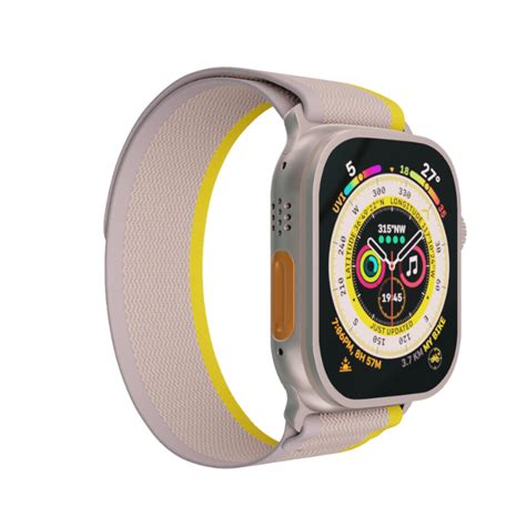 3d Model Apple Watch Ultra Titanium Case With Yellow And Beige Trail Loop Appreal