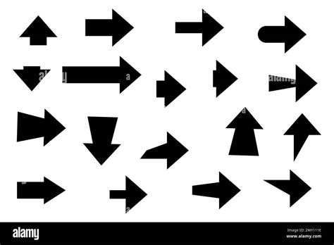 arrows icon set  black  white stock  images alamy