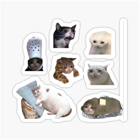 Crying Meme Cats Pack Sticker For Sale By Chronicironic Redbubble