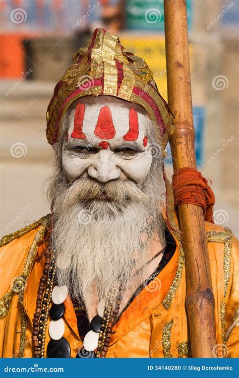 Sadhu Indio Hombre Santo Varanasi Uttar Pradesh La India Imagen