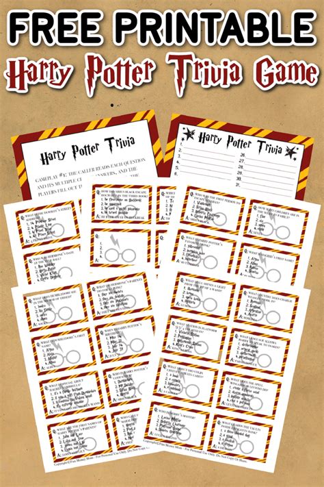 Harry Potter Trivia Questions And Answers Free Printable