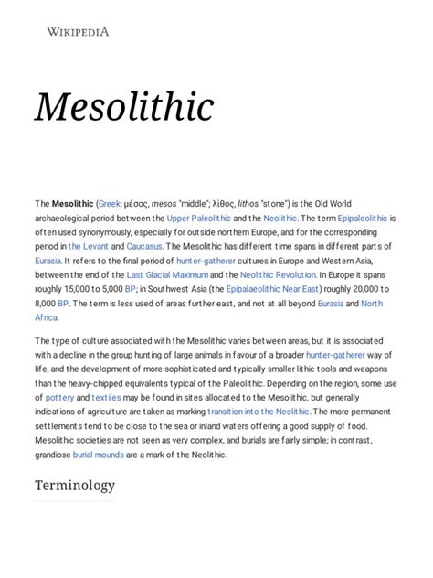 The Transitional Period: An Overview of the Mesolithic Era in Europe | PDF