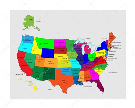 USA 50 States Colorful Map Stock Vector Image by ©Glopphy #108873324