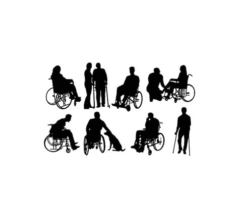 Premium Vector Handicapped And Wheelchair Silhouettes Art Vector Design